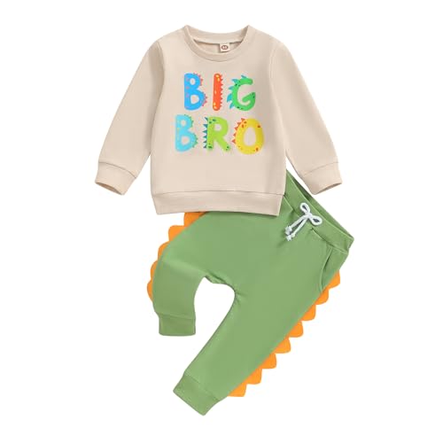 Xeadoffubio Baby Jungen Herbst Outfit Brüder Matching Hosen Set Lil/Big Bro Druck Sportanzug Langarm Lil/Big Bro Buchstaben Stickerei Sweatshirt+Elastsiche Hose Baby Jungen Herbst BeKleidungsset von Xeadoffubio