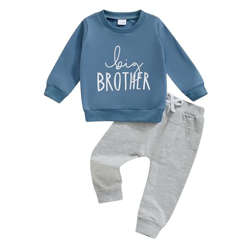 Xeadoffubio Baby Jungen Herbst Outfit Brüder Matching Hosen Set Lil/Big Bro Druck Sportanzug Langarm Lil/Big Bro Buchstaben Stickerei Sweatshirt+Elastsiche Hose Baby Jungen Herbst BeKleidungsset von Xeadoffubio