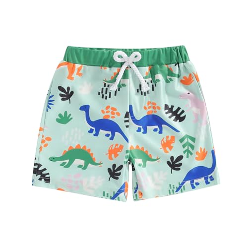 Xeadoffubio Baby Jungen Strandhosen Elastische Sommer Meer Tierdruck Kordelzug Strand Badehose Fürs Kleinkind Schnell Trocknend Strandhose Tunnelzug Shorts Schwimmhose 1-5 Jahre (Grün-B, 6-12 Months) von Xeadoffubio