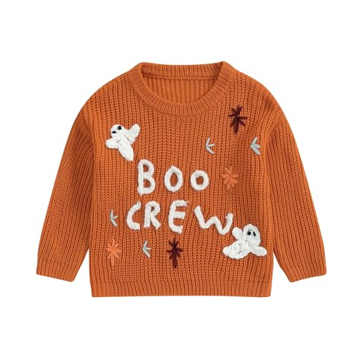 Xeadoffubio Baby Mädchen Halloween Outfit Baby Halloween Pullover Langarm Rundhalsausschnitt Geist/Totenkopf Stickerei Strickoberteile Kleinkind Sweatshirts von Xeadoffubio