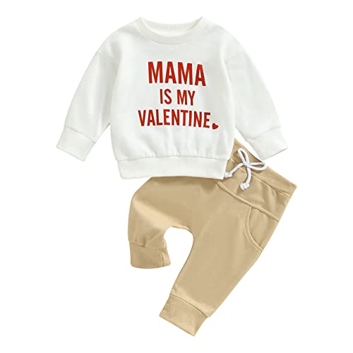 Xeadoffubio Kleinkind Junge Mädchen Valentinstag Kleidung Kleinkind Baby Mädchen Junge Valentinstag Outfit Herz lange Ärmel Crewneck Sweatshirt lange Hosen 2Pcs Kleidung Set von Xeadoffubio