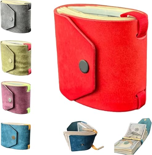Xebular The Cash Wrap Wallet, Leather Money Wallet Organizer, Fast Cash Access Money Holder for Cash, Simple Travel Wallets, Compact Luxury Pocket Wallets, Handy Purse Bands with Magnetic Clasp (Red) von Xebular