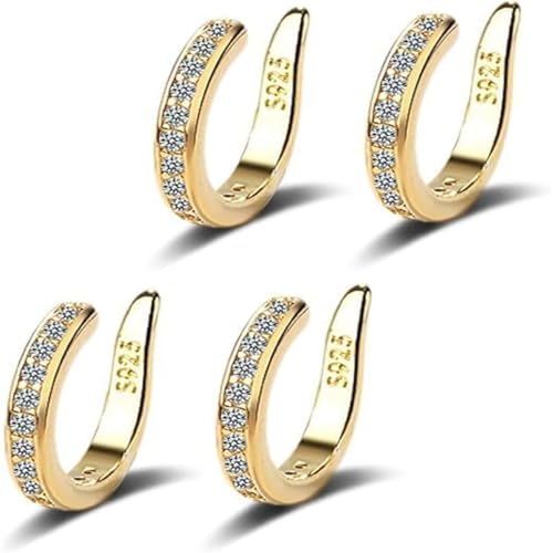 Zafiller Ear Clip – Ear Cuffs, Gold Cuff, Fake Earrings, Non Piercing Earrings Clip On Ear Cuffs For Women Non Piercing Rings Gold, Gifts during holidays (Gold-2Pair) von Xebular