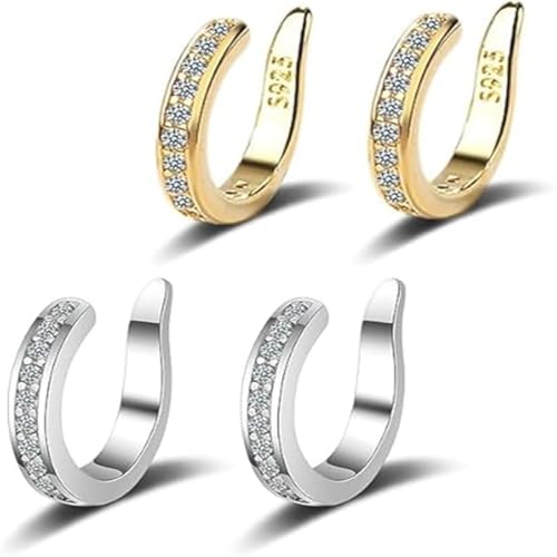 Zafiller Ear Clip – Ear Cuffs, Gold Cuff, Fake Earrings, Non Piercing Earrings Clip On Ear Cuffs For Women Non Piercing Rings Gold, Gifts during holidays (Mixed-2Pairs) von Xebular