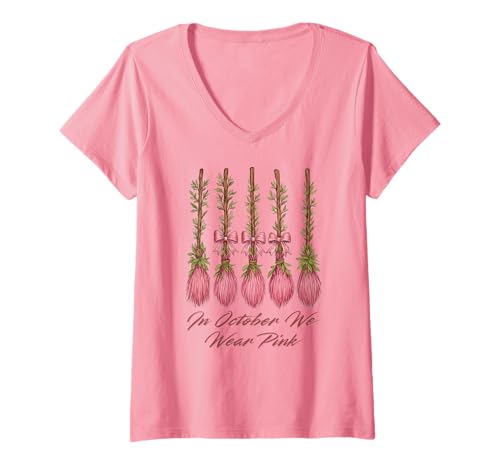 Damen Brustkrebs-Bewusstseinsmonat im Oktober tragen wir rosa T-Shirt mit V-Ausschnitt Damen Brustkrebs-Bewusstseinsmonat im Oktober tragen wir rosa T-Shirt mit V-Ausschnitt von Xeire Studios
