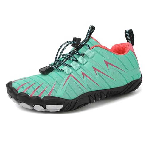 Xemuck Kinder Barfußschuhe Jungen Mädchen Barfussschuhe Atmungsaktiv rutschfest Wanderschuhe Leicht Sportschuhe Laufschuh Grün 35 von Xemuck