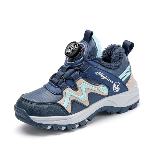 Xemuck Kinder Winterschuhe Jungen Mädchen Wasserdicht Gefüttert Trekkingschuhe rutschfest Wanderschuhe Gr.30-40 von Xemuck