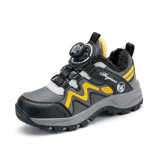 Xemuck Kinder Winterschuhe Jungen Mädchen Wasserdicht Gefüttert Trekkingschuhe rutschfest Wanderschuhe Gr.30-40 von Xemuck
