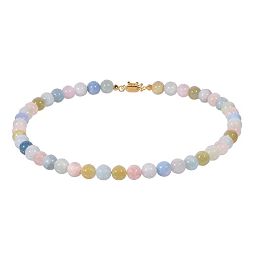 Multi Beryll - Collier 10 mm Kugeln Magnetverschluß 925 Silber verg. 48 cm von Xen