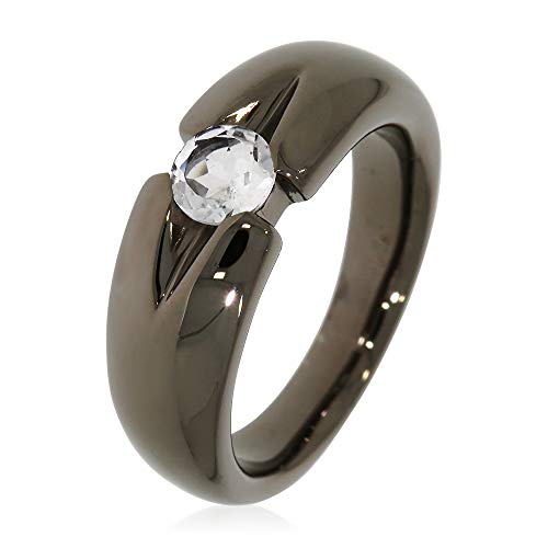 XEN Ring mit 5 mm Bergkristall ca. 0,50 ct. Black Rhodium 56 (17.8) von Xen