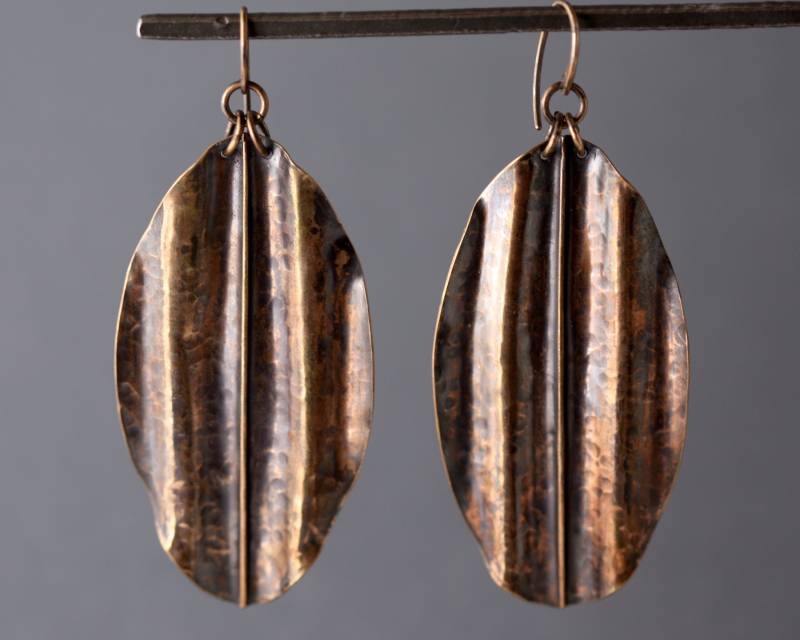 Bronze Welle Ohrringe | Lang, Oval Bronze Welle Ohrringe | Lang, Oval von XenaCarterDesigns