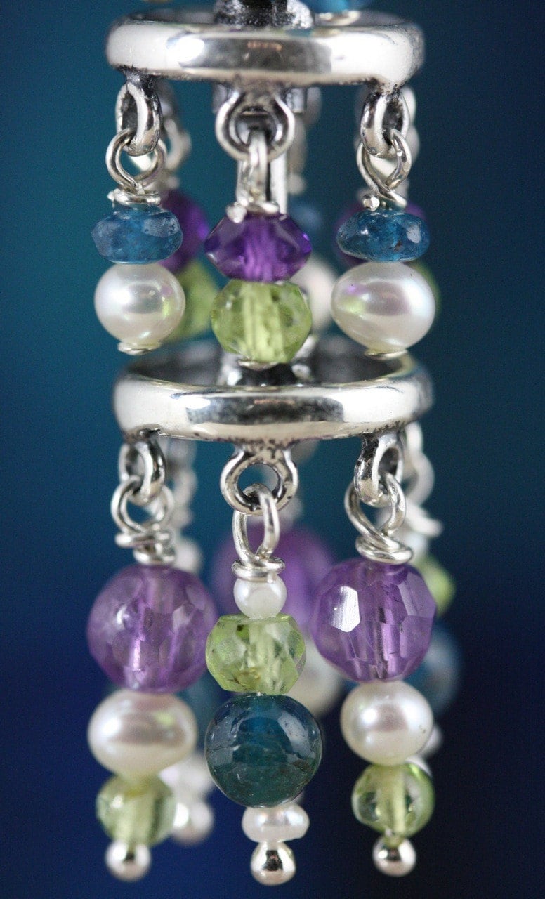 Wasserfall Ohrringe - Silber, Amethyst, Peridot, Perle, Apatit Lang Wasserfall Ohrringe - Silber, Amethyst, Peridot, Perle, Apatit Lang von XenaCarterDesigns
