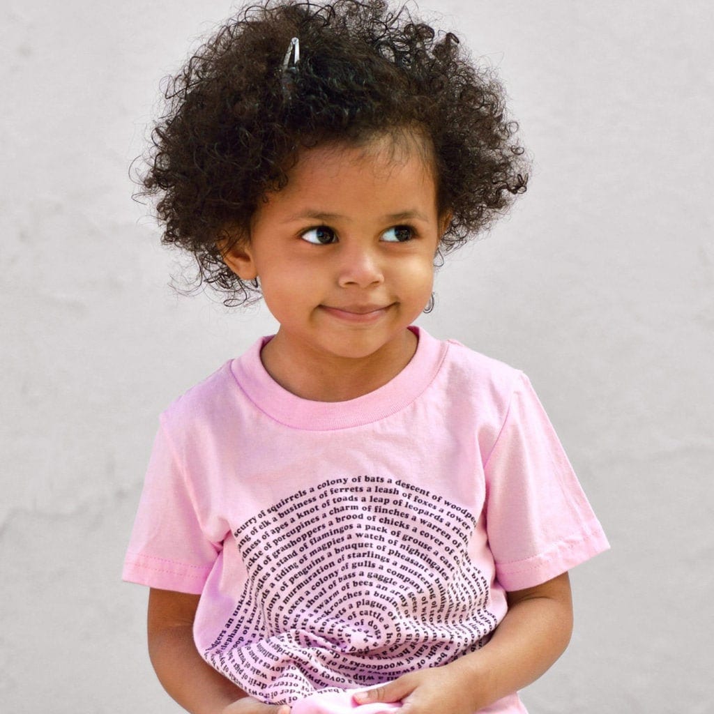 Siebdruck Pink Animal Print Collective Nouns Kinder T-Shirt, Einzigartiges Montessori Grafik-T-Shirt Für Kinder, Geburtstagsgeschenk Kind von Xenotees
