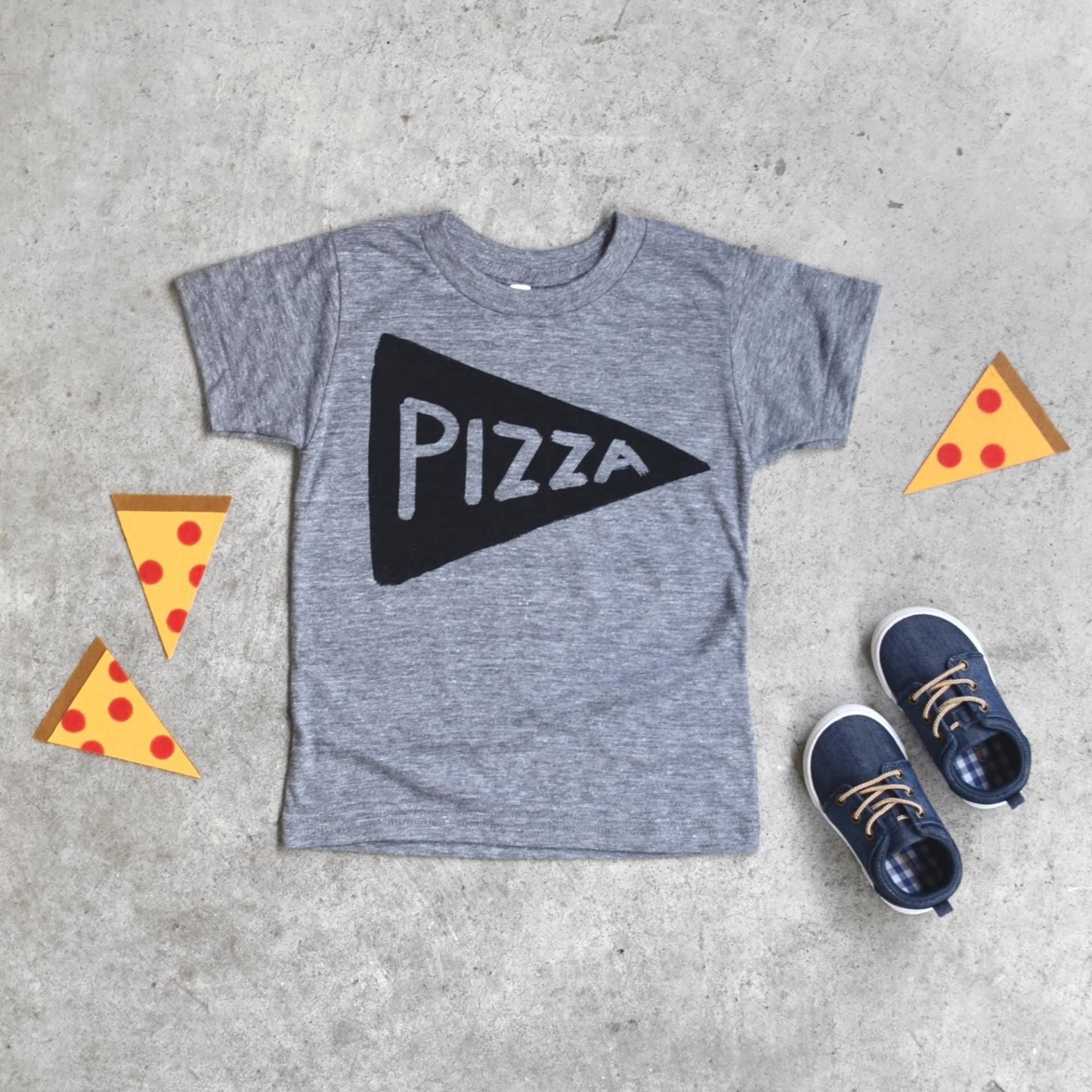 Siebdruck Kinder Pizza Party Grafik-T-Shirt Design; Made in Usa Kinderkleidung von Xenotees