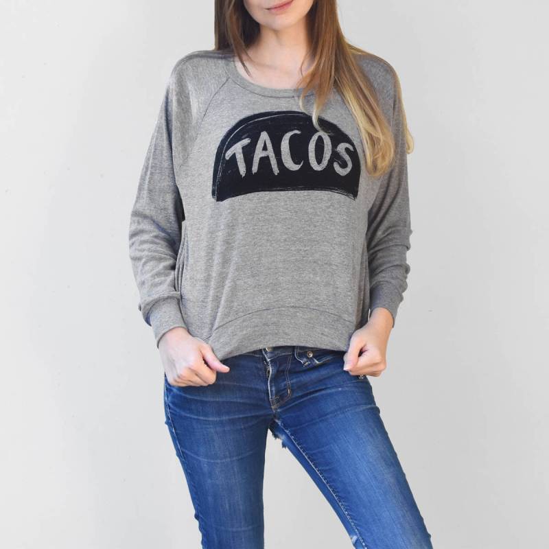 Taco Lover Langarm Pullover Foodie Grafik T-Shirt, Damenkleidung Frühling Stil, Leichte Slouchy Sweatshirt Frauen von Xenotees