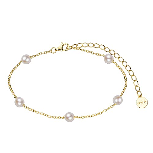 Xenox Damen 925 Sterling Silber Armband mit Süßwasserperlen in goldfarben - Island - XS91218G von XENOX