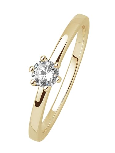 Xenox Damen 925 Sterling Silber Ring mit Zirkonia in goldfarben - XS7383G, Ringgröße (Durchmesser):54 (17.2 mm Ø) von Xenox