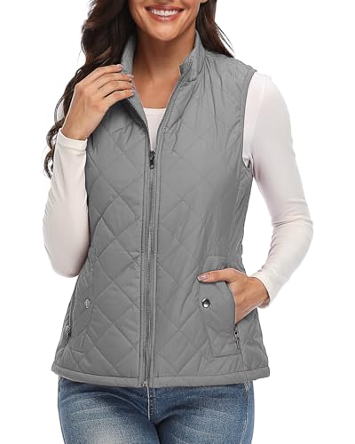 Xeoxarel Damen Steppweste Puffer Gepolsterte Weste (erhältlich in Innentaschen), Grau, XL von Xeoxarel