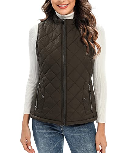 Xeoxarel Damen Steppweste mit 4 Taschen Puffer Gepolsterte Weste (erhältlich in Innentaschen), Schokolade, XXL von Xeoxarel