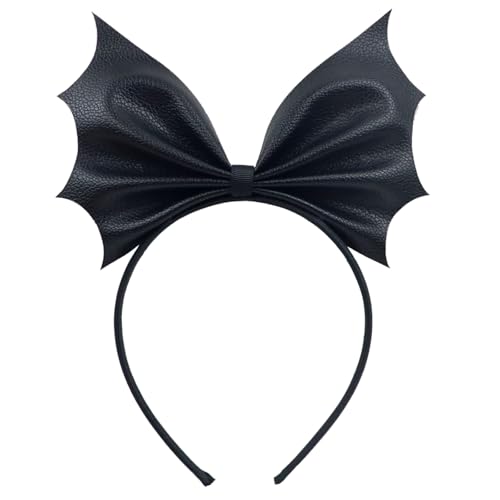 Xepeelo Fledermaus-Stirnbänder, Halloween-Haarband, schwarz, Fledermaus-Haarreif, Kopfschmuck, Haarschmuck für Erwachsene, für Halloween, Cosplay, Party, Festival, Zubehör (schwarz, mittel) von Xepeelo