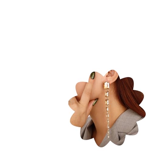 Xerling Grüner Kristall baumelnde Ohrringe für Frauen Lange Fransen Kronleuchter Statement Ohrringe Lange Strass Ohrringe für Mädchen, Metall Strass von Xerling