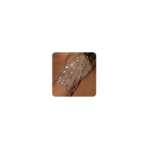 Xerling Iced Out Strass Armbänder Fingerring Damen Handgeschirr Braut Handketten Armbänder Silber Hand Zubehör (Silber) von Xerling