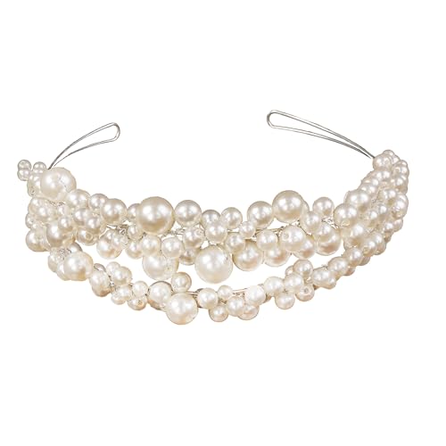 Xerling Perlen-Tiara-Stirnband, mehrlagiges Haarband, Braut, Hochzeit, elegantes Haar-Accessoire, Brautschmuck für Frauen, Normal, Metalllegierung, Kein Edelstein Xerling Perlen-Tiara-Stirnband, mehrlagiges Haarband, Braut, Hochzeit, elegantes Haar-Accessoire, Brautschmuck für Frauen, Normal, Metalllegierung, Kein Edelstein von Xerling