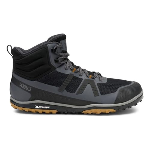 Xero Shoes Barfuß-Wanderschuhe für Herren | Scrambler Mid Wanderstiefel | Zero Drop, breite Zehenbox, minimalistische Herren-Wanderschuhe, Asphaltfarben / Schwarz, 42 EU von Xero Shoes