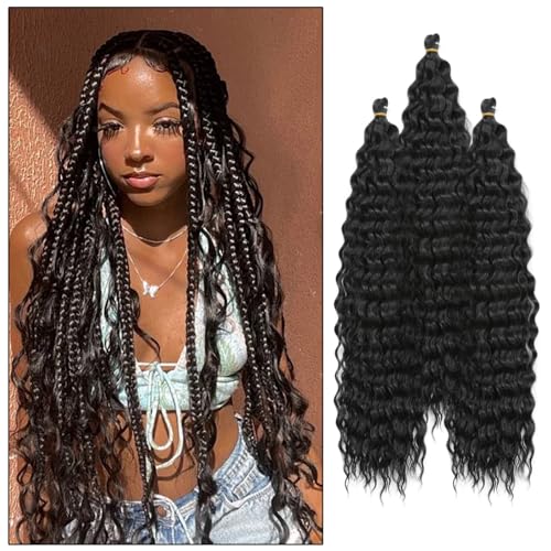 3 Packs Deep Wave Crochet Hair 18 Zoll Soft Ocean Wave Braiding Crochet Hair For Boho Braids,Goddess Box Braid, Twist Crochet Hair Soft Synthetic Deep Wave Curly Braiding Hair Extensions for Women 3 Packs Deep Wave Crochet Hair 18 Zoll Soft Ocean Wave Braiding Crochet Hair For Boho Braids,Goddess Box Braid, Twist Crochet Hair Soft Synthetic Deep Wave Curly Braiding Hair Extensions for Women von Xerteam