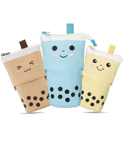 Xespis 3PCS Federmäppchen Reißverschluss, Teleskopisch Mäppchen, 2-in-1 Standmäppchen, Federtasche Mädchen, Schüttelpenal Teenager, Schulmäppchen, für Mädchen Geschenke 7 8 9 10 11 12 Jahre von Xespis