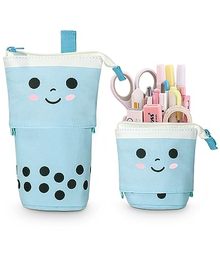 Xespis Federmäppchen Reißverschluss, Teleskopisch Mäppchen, 2-in-1 Standmäppchen, Federtasche Mädchen, Schüttelpenal Teenager, Schulmäppchen, für Mädchen Geschenke 7 8 9 10 11 12 Jahre(Blau) von Xespis