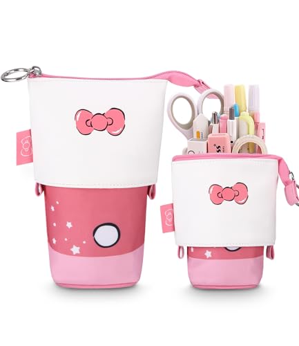 Xespis Federmäppchen Reißverschluss, Teleskopisch Mäppchen, 2-in-1 Standmäppchen, Federtasche Mädchen, Schüttelpenal Teenager, Schulmäppchen, für Mädchen Geschenke 7 8 9 10 11 12 Jahre(Rosa) von Xespis