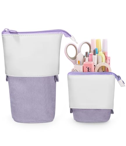 Xespis Federmäppchen Reißverschluss, Teleskopisch Mäppchen, 2-in-1 Standmäppchen, Federtasche Mädchen, Schüttelpenal Teenager, für Junge Mädchen Geschenke 7 8 9 10 11 12 Jahre(Lila-Cord) von Xespis