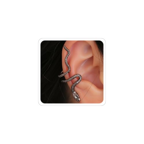 2 x goldene Schlangen-Ohrringe für Damen, modische Schlangen-Ohrclips, Medusa-Kostüm, Emo-Garagenohrringe, Halloween-Accessoire, Gothic-Schmuck, Zink, Kein Edelstein von Xeyau