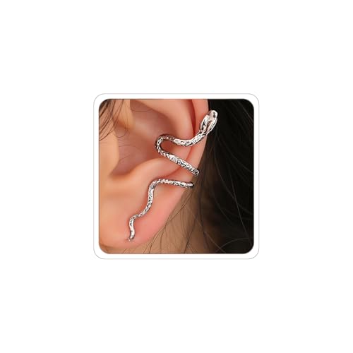 Goldene Schlangen-Ohrringe für Damen, modische Schlangen-Ohrclips, Medusa-Kostüm, Emo-Garagenohrringe, Halloween-Accessoire, Gothic-Schmuck, 2 Stück, Zink, Kein Edelstein von Xeyau