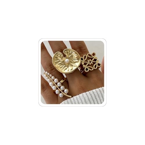 Xeyau Gold-Silberringe für Damen, läuft nicht an, Goldring-Set, wasserdicht, klobiger Silberring, Statement, stapelbar, offen, verstellbar, Modeschmuck, Legierter Stahl, Kein Edelstein Xeyau Gold-Silberringe für Damen, läuft nicht an, Goldring-Set, wasserdicht, klobiger Silberring, Statement, stapelbar, offen, verstellbar, Modeschmuck, Legierter Stahl, Kein Edelstein von Xeyau