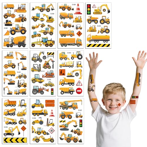 Xgvzs 10 Blatt Traktor Tattoos Aufkleber Tattoo Jungen Temporäre Tattoos Sticker Hautfreundliche BaufahrzeugTraktor Thema Geburtstag Mitgebsel Party von Xgvzs