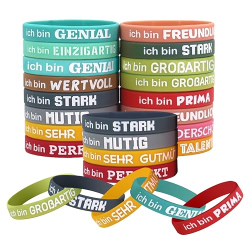 Xgvzs 36 Stück Motivational Bracelets Motivationsarmbänder Kinder Inspirational Silicone Bracelets Silikonarmband von Xgvzs