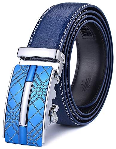 X XHtang Gürtel Herren Automatik Gürtel mit Automatikschließe-3,5cm Breite, Blau, Länge 115cm Geeignet für 30-36 taille von Xhtang