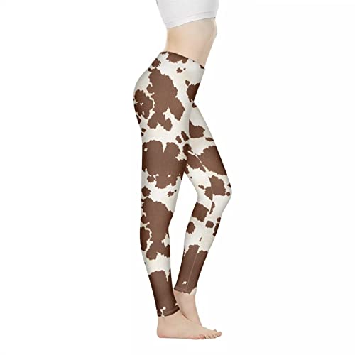 Xhuibop Damen-Yoga-Hose, Bauchkontrolle, Workout-Leggings, Stretch, Fitness-Strumpfhose, Po-Heben, Brauner Kuhdruck, X-Groß von Xhuibop