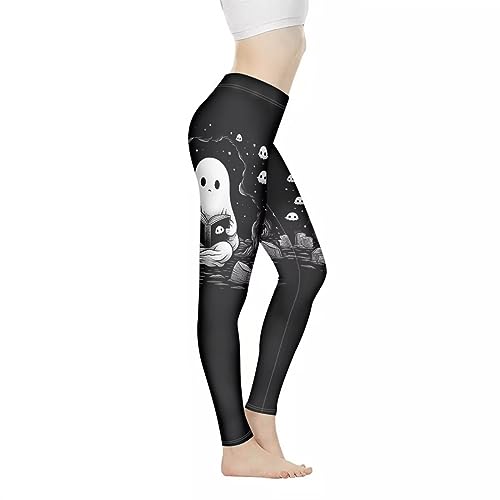 Xhuibop Damen-Yoga-Hose, Bauchkontrolle, Workout-Leggings, Stretch, Fitness-Strumpfhose, Po-Heben, Süßer Geist für Halloween geeignet., X-Groß von Xhuibop