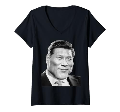 Damen Xi Jinping Lustiges Meme Gesicht Giga Xi chinesischer Präsident Meme T-Shirt mit V-Ausschnitt Damen Xi Jinping Lustiges Meme Gesicht Giga Xi chinesischer Präsident Meme T-Shirt mit V-Ausschnitt von Xi jinping Funny meme face Giga Xi Chinese