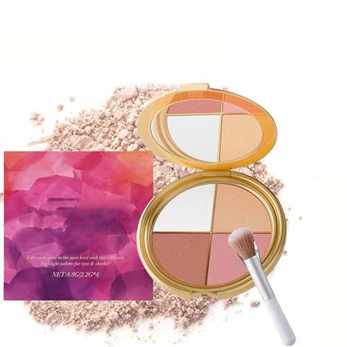 Glowjiu Highlighting Eye & Cheek Palette,Makeup Palettes Contour Kit,Eyeshadow and Highlighter Makeup with Brush,Maintaining a Fresh Look All Day (1 Pcs) von XiChiu