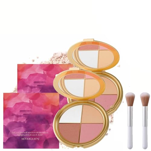 Glowjiu Highlighting Eye & Cheek Palette,Makeup Palettes Contour Kit,Eyeshadow and Highlighter Makeup with Brush,Maintaining a Fresh Look All Day (2 Pcs) von XiChiu