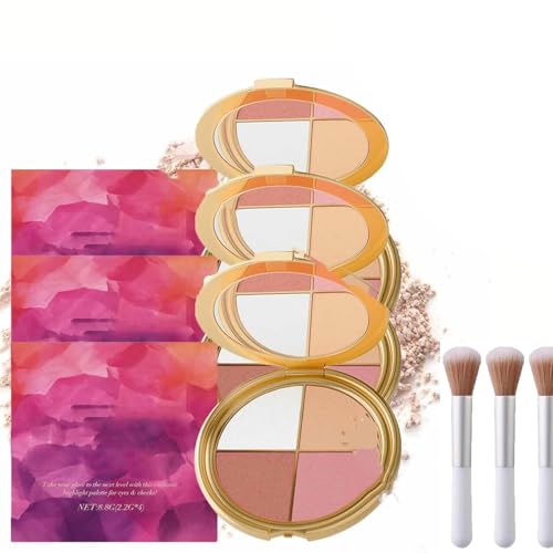 Glowjiu Highlighting Eye & Cheek Palette,Makeup Palettes Contour Kit,Eyeshadow and Highlighter Makeup with Brush,Maintaining a Fresh Look All Day (3 Pcs) von XiChiu