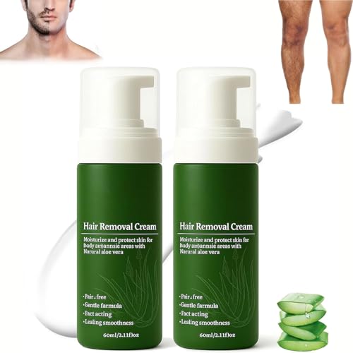 Man Hair Removal Cream,Quick & Gentle No-Shave Hair Removal Spray,Natural Aloe Vera Quick Gentle Fast-Acting Hair Remover Mousse for Face and Body,Moisturizing & Non-sticky (2) von XiChiu
