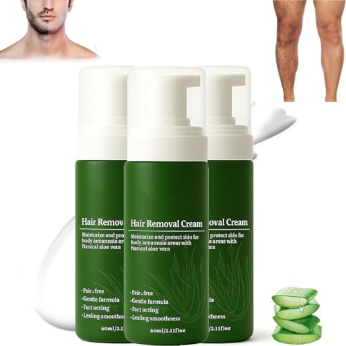 Man Hair Removal Cream,Quick & Gentle No-Shave Hair Removal Spray,Natural Aloe Vera Quick Gentle Fast-Acting Hair Remover Mousse for Face and Body,Moisturizing & Non-sticky (3) von XiChiu