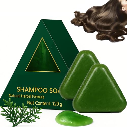 Nature Triangle Shampoo Bar,Natural Plant-Based Solid Shampoo,Nature Green Soap Shampoos,Hair Care for Women and Mens,Strengthens Hair (2 Pcs) von XiChiu