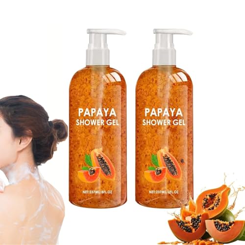 Papaya Oil-Control Moisturizing Shower Gel,Papaya Shower Gel,Papayas Body Wash,Multi-Action Soap Face & Bodywash,Long-Lasting Fragrance Shower Gels,Gentle Daily Body Clean for Women & Men (2) von XiChiu