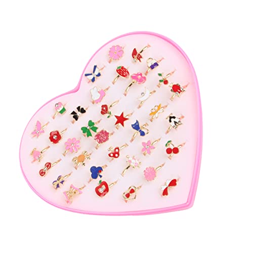 XiXiRan Mädchen Ringe, 36 Stück Kinder Ringe, Kinderringe Prinzessin Set, Kinder Ringe für Mädchen, Ring Kinder Mädchen, Zufälliger Stil Perfekt für Kinder Geburtstag Party Favors (B) von XiXiRan